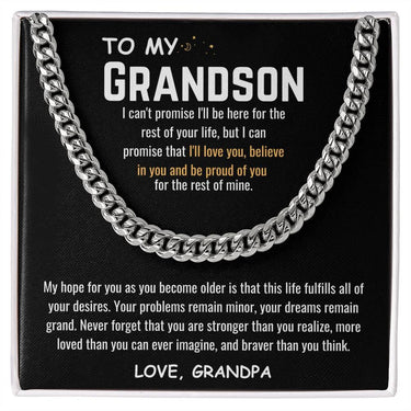 To My Grandson - Cuban Link Chain Gift Set - SLDDL0035 - Sunshine Letters Co
